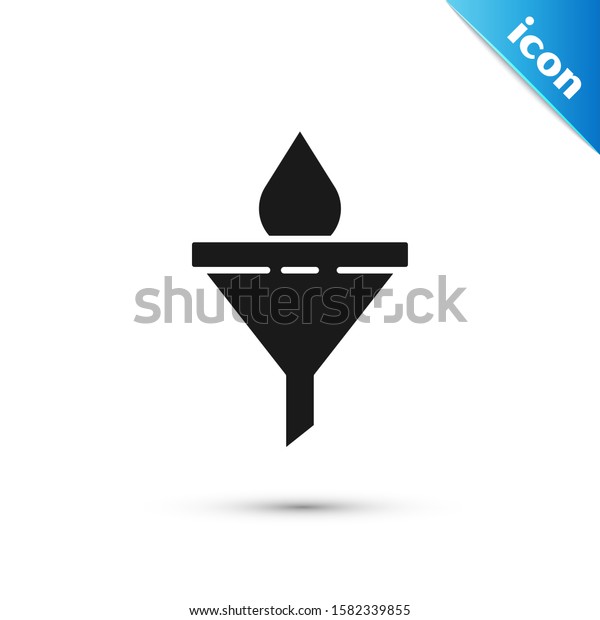 Black Funnel or filter
and motor oil drop icon isolated on white background.  Vector
Illustration