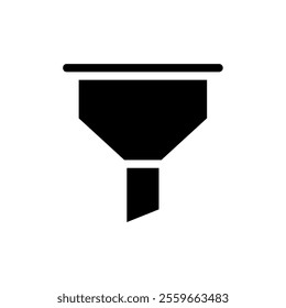 Black funnel icon. Concept of filtering, data processing, and sorting.