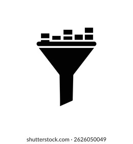 Black Funnel Icon with Customer Conversion Steps