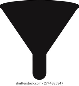 Black funnel icon on a white background, representing filtering or process simplification