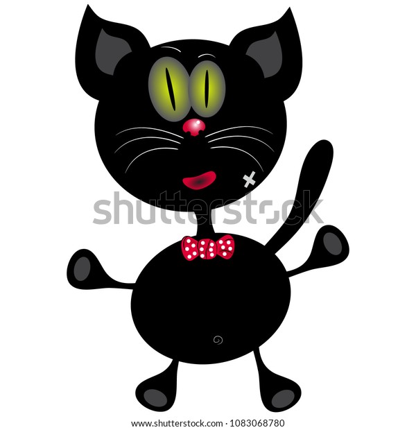 Black Funny Cat Cartoon Comic Vector Stock Vector (Royalty Free ...