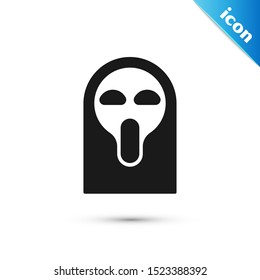 Black Funny and scary ghost mask for Halloween icon isolated on white background. Happy Halloween party.  Vector Illustration