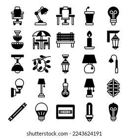  black furniture icon set, with modern and simple style