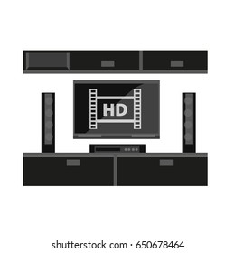 Black furniture for TV set isolated on white