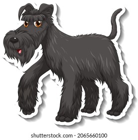 Black furry dog cartoon sticker illustration