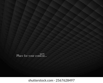 Black futuristic abstract infinity background. Minimalistic contemporary innovative dark gray design. Poster, banner, presentation template