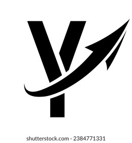Black Futuristic Letter Y Icon with an Arrow on a White Background
