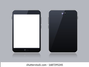 Black Gadget with Blank Touch Screen . Isolated Elements on Grey Background