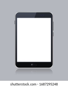 Black Gadget with Blank Touch Screen . Isolated Elements on Grey Background