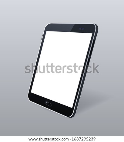 Black Gadget with Blank Touch Screen . Isolated Elements on Grey Background