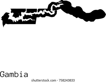 Black Gambia map vector silhouette