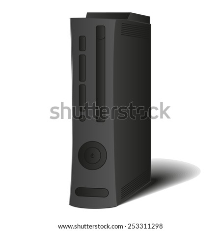 Black game console in vector (EPS) for gamers and games, computer case, system unit