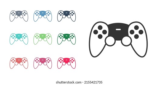 Black Game controller or joystick for game console icon isolated on white background. Set icons colorful. Vector