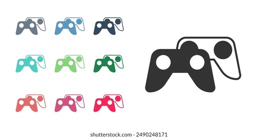 Black Game controller or joystick for game console icon isolated on white background. Set icons colorful. Vector