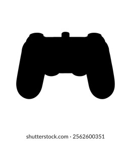 Black game controller silhouette vector illustration on white background