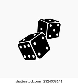 Black game dice. Fortune gambling dice as symbol of leisure and successful winning in casino with risk and jackpot with vector stakes