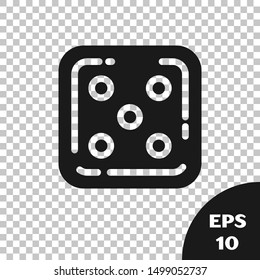 Black Game dice icon isolated on transparent background. Casino gambling.  Vector Illustration