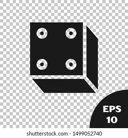 Black Game dice icon isolated on transparent background. Casino gambling.  Vector Illustration