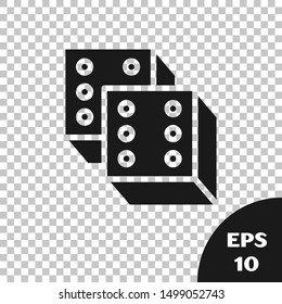 Black Game dice icon isolated on transparent background. Casino gambling.  Vector Illustration
