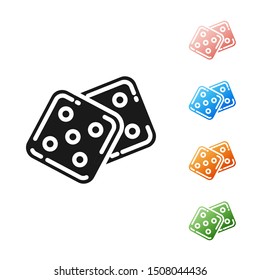 Black Game dice icon isolated on white background. Casino gambling. Set icons colorful. Vector Illustration