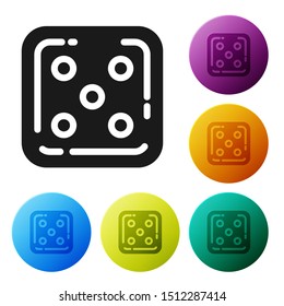 Black Game dice icon isolated on white background. Casino gambling. Set icons colorful circle buttons. Vector Illustration