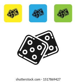 Black Game dice icon isolated on white background. Casino gambling. Set icons colorful square buttons. Vector Illustration