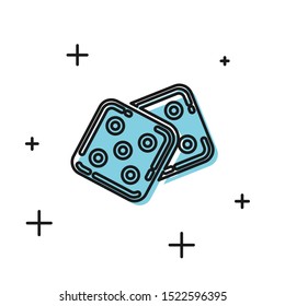 Black Game dice icon isolated on white background. Casino gambling.  Vector Illustration