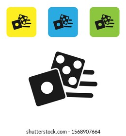 Black Game dice icon isolated on white background. Casino gambling. Set icons colorful square buttons. Vector Illustration