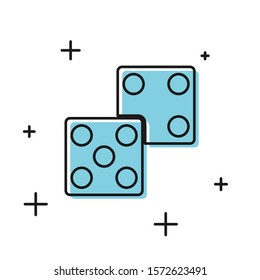Black Game dice icon isolated on white background. Casino gambling.  Vector Illustration