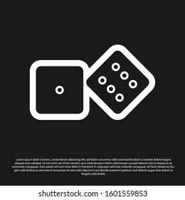 Black Game dice icon isolated on black background. Casino gambling.  Vector Illustration