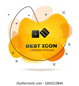 Black Game dice icon isolated on white background. Casino gambling. Abstract banner with liquid shapes. Vector Illustration