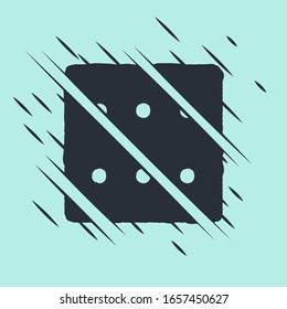Black Game dice icon isolated on green background. Casino gambling. Glitch style. Vector Illustration