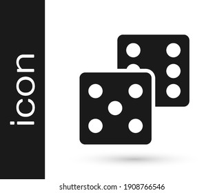 Black Game dice icon isolated on white background. Casino gambling.  Vector
