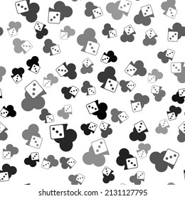 Icono de dados de juego negro aislado patrón sin fisuras en fondo blanco. Juego de casino.  Vector