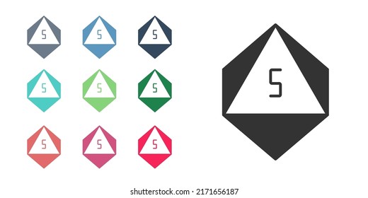 Icono de dados de juego negro aislado en fondo blanco. Juego de casino. Indique los iconos en colores. Vector