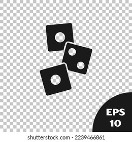 Black Game dice icon isolated on transparent background. Casino gambling.  Vector Illustration
