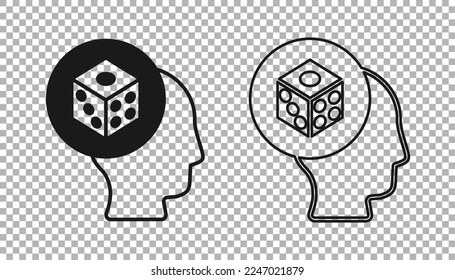 Black Game dice icon isolated on transparent background. Casino gambling.  Vector