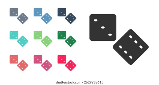 Black Game dice icon isolated on white background. Casino gambling. Set icons colorful. Vector
