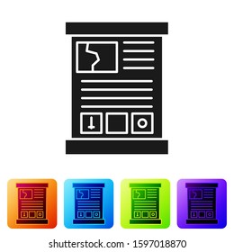 Black Game guide icon isolated on white background. User manual, instruction, guidebook, handbook. Set icons in color square buttons. Vector Illustration