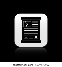 Black Game guide icon isolated on black background. User manual, instruction, guidebook, handbook. Silver square button. Vector Illustration