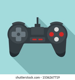 Black game joystick icon. Flat illustration of black game joystick vector icon for web design