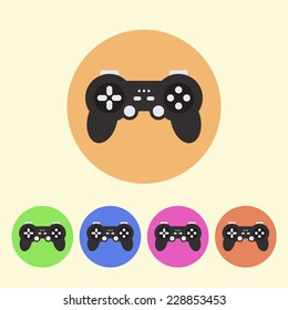 black gamepad flat colored round icons