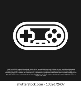 Black Gamepad icon isolated on black background. Game controller. Vector Illustration