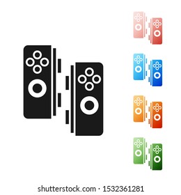 Black Gamepad icon isolated on white background. Game controller. Set icons colorful. Vector Illustration