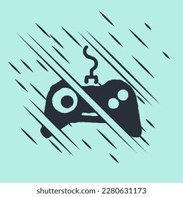 Black Gamepad icon isolated on green background. Game controller. Glitch style. Vector Illustration