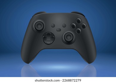 Black gamepad on blue background. EPS10 vector illustration with simple gradients.