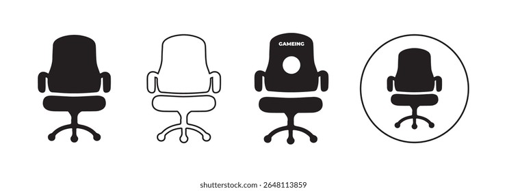 Black gaming chair vector symbol. Office chair icon. Vector eps 10
