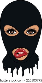 black Gangster Mask lashes red lips
