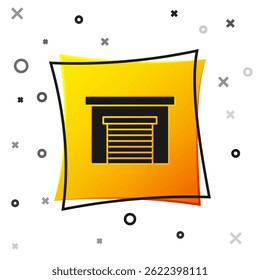 Black Garage icon isolated on white background. Yellow square button. Vector