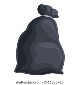 Black garbage bag icon cartoon vector. Paper container. Eco item